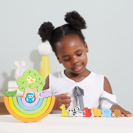 Viga Toys Stacking Toy Rainbow with Animals & Tree made of Wood for 18++ Months