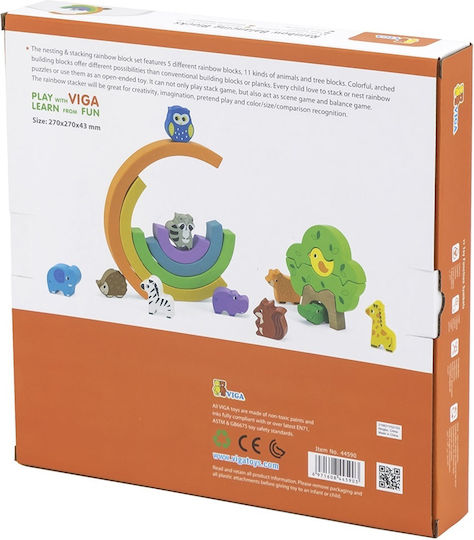 Viga Toys Stacking Toy Rainbow with Animals & Tree made of Wood for 18++ Months
