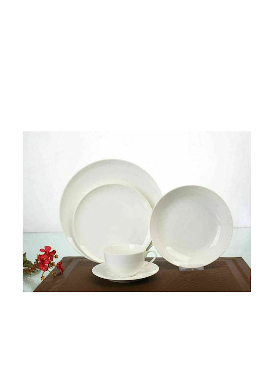 Cryspo Trio Silk Pure White Porcelain Dinnerware Set 20pcs
