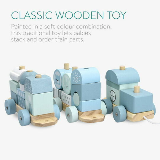 Navaris Pull-Along Toy Wooden Stacking Train made of Wood for 36++ Months