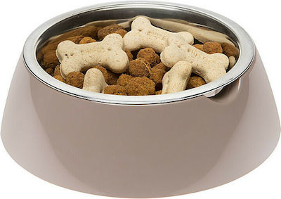 Ferplast Jolie Stainless Bowls Dog Food & Water Beige with Base 500ml 70982021