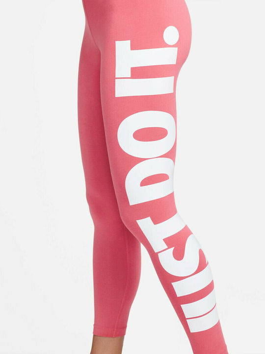 Sportswear Essential Training Γυναικείο Cropped Κολάν Ψηλόμεσο Ροζ