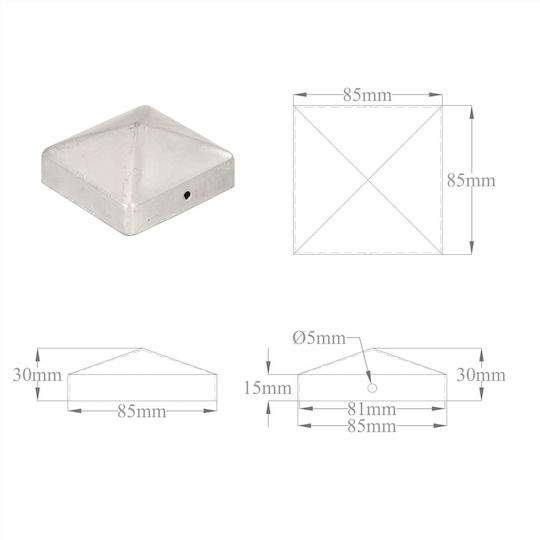 vidaXL Metal Cap for Garden Flooring Pyramid 8.1x8.1cm 6pcs