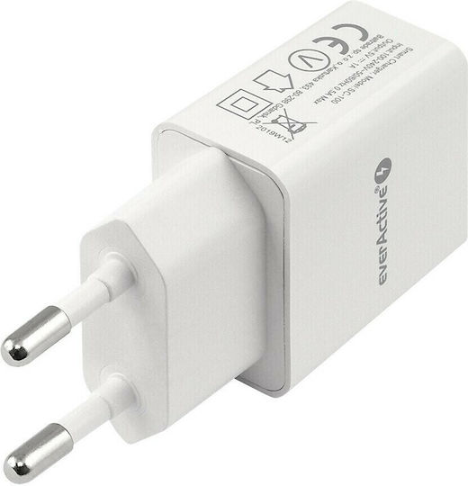 everActive Φορτιστής Χωρίς Καλώδιο με Θύρα USB-A Λευκός (SC-100)