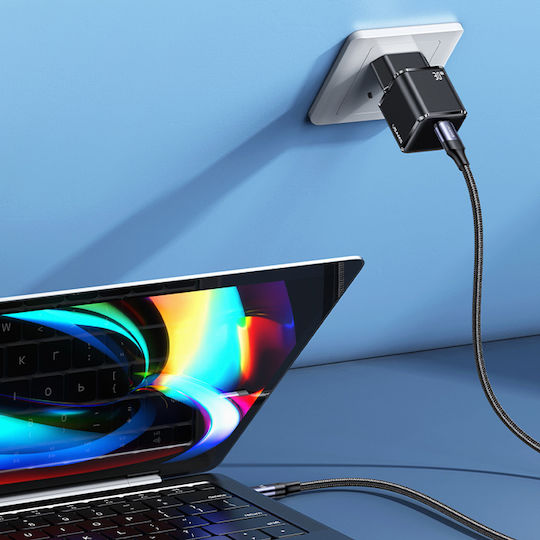 Usams Charger Without Cable with USB-C Port 30W Power Delivery Blacks (T45)