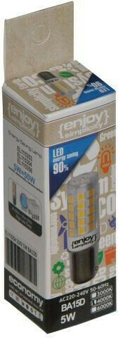 Elvhx LED Bulb 5W for Socket B15d Cool White 370lm