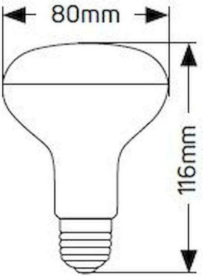 Geyer 3000K Λάμπα LED 12W 115mm για Ντουί E27 και Σχήμα R80 Θερμό Λευκό 1050lm