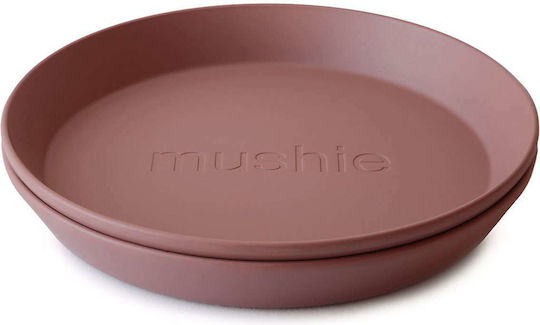 Mushie Παιδικό Πιάτο Φαγητού Dinner από Πλαστικό Κόκκινο 2τμχ