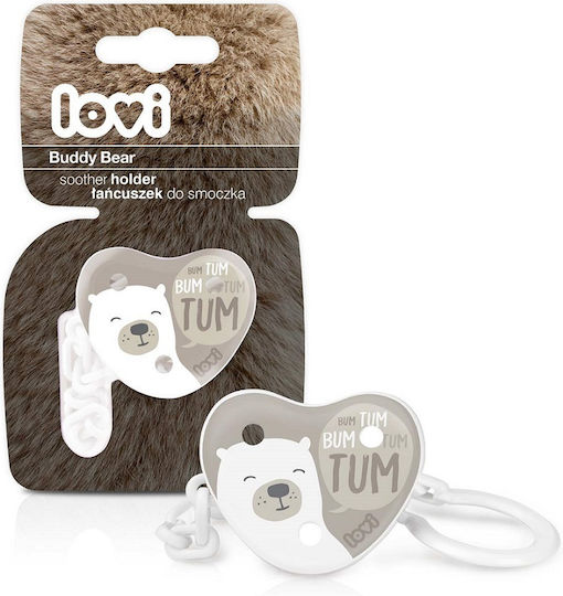 Lovi Baby Κλιπ Πιπίλας Buddy Bear από Πλαστικό Γκρι