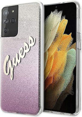 Guess Vintage Umschlag Rückseite Silikon Rosa (Galaxy S21 Ultra 5G) GUHCS21LPCUGLSPI