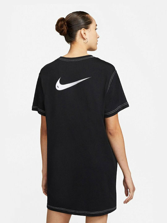 Sportswear Swoosh Summer Mini Athletic Dress T-Shirt Short Sleeve Black