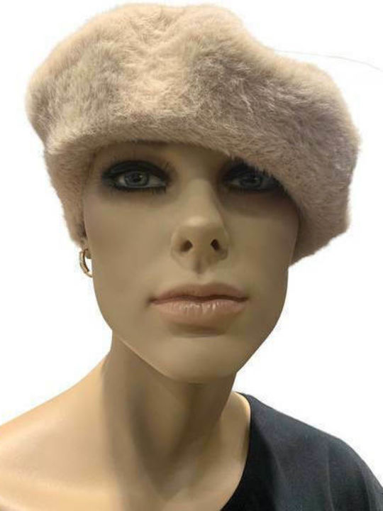 Verde Furry Women's Beret Hat 05-556 Beige