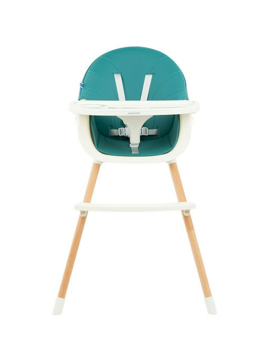Kikka Boo Nutri Wood Baby Highchair 3 in 1 Petrol Green