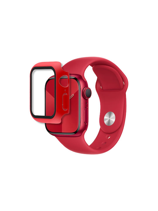 Volte-Tel Edge Cover with Key Plastic Case with Glass in Red color for Apple Watch 44mm