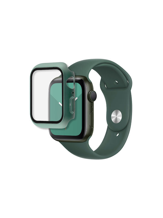 Volte-Tel Edge Cover with Key Plastic Case with Glass in Khaki color for Apple Watch 44mm