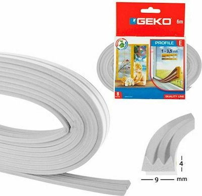 Geko Τύπου Ε Rubber Draft Stopper Window / Door in White Color 6mx0.9cm