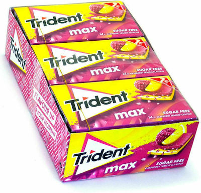 Trident 14 Chewing gum Max with Flavor Raspberry & Lemon No Added Sugar 12pcs 27gr