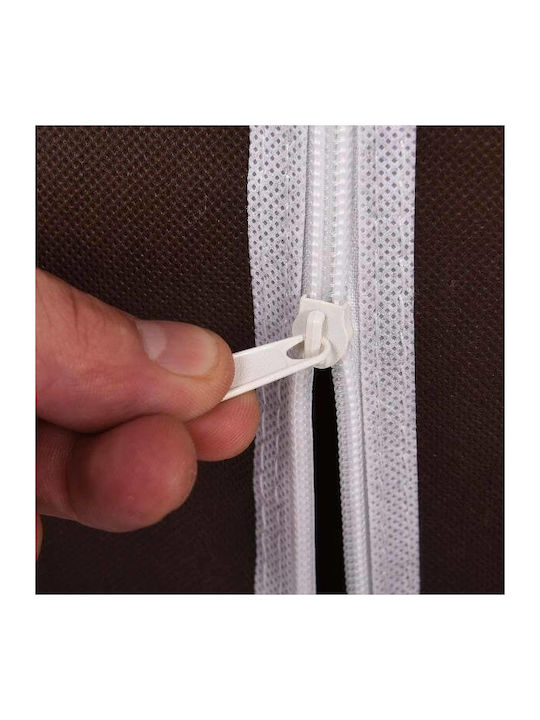Factory 1014 Fabric Wardrobe with Zipper and Shelves in Brown Color 130x45x175cm