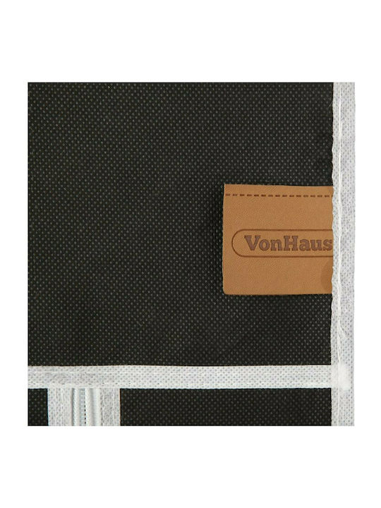 Herzberg Fabric Wardrobe with Zipper and Shelves in Black Color 110x45x175cm