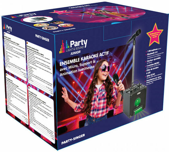 Party Ηχείο Karaoke με Ενσύρματo Μικρόφωνο και Εφέ Φωτισμού Sing Together PARTY-SINGER Μαύρο