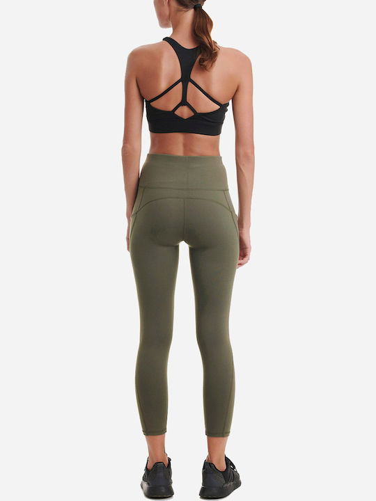 Women's Cropped Training Legging High Waisted Khaki