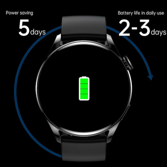 Microwear Wear 3 Pro 46mm Smartwatch με Παλμογράφο (Μαύρο)