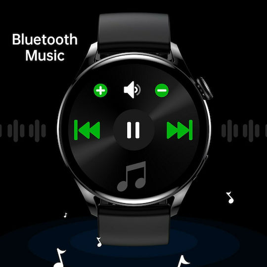 Microwear Wear 3 Pro 46mm Smartwatch με Παλμογράφο (Μαύρο)