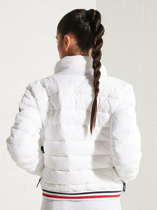 Women's Short Puffer Jacket for Winter White