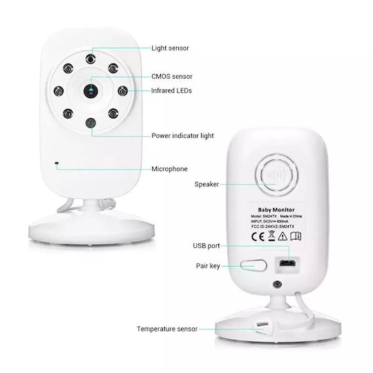 Wireless Baby Monitor with Camera & Screen 3.5" & Two-way Communication