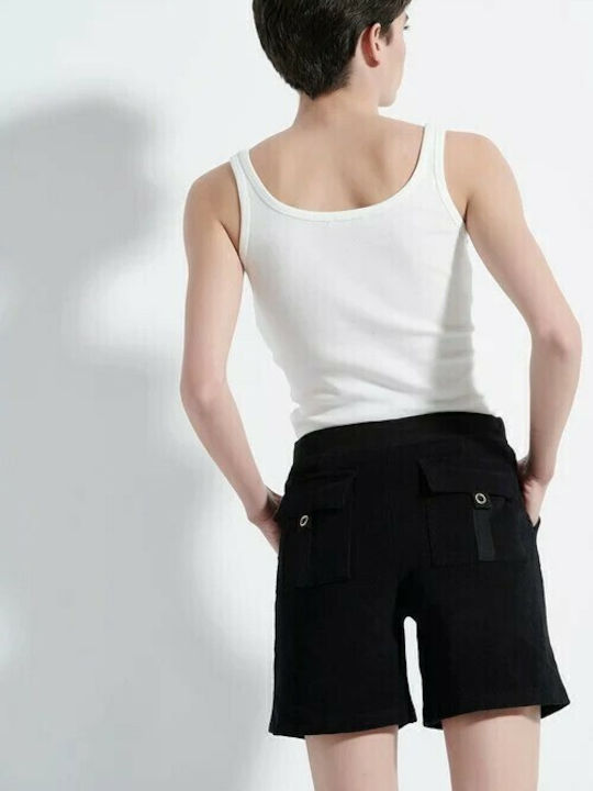 Women's Sporty Bermuda Shorts Terry Black