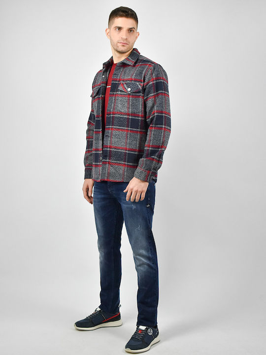 Μακρυμάνικo Φανελένιο Overshirt σε Κανονική Γραμμή Καρό Πολύχρωμο