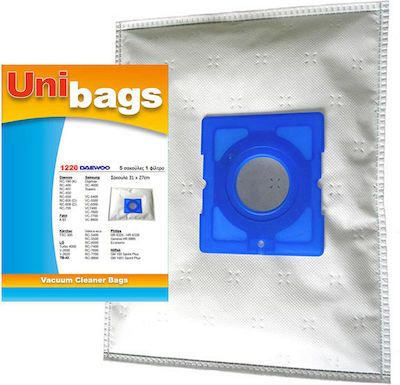 Unibags 1220 Vacuum Cleaner Bags 5pcs Compatible with AEG / Bomann / Clatronic / Daewoo / Delonghi / Dirt Devil / Electrolux / Juro-Pro / LG / Moulinex / Nilfisk / Philips / Rohnson / Samsung / Severin / Singer / Zanussi Vacuum Cleaners