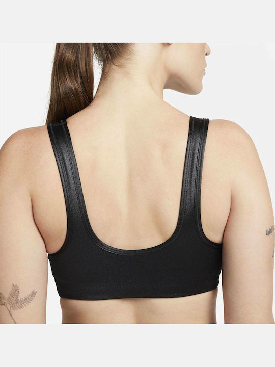 Swoosh Women's Athletic Sports Bra Black with Lining and Removable Padding