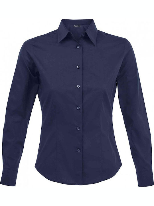 Eden Women's Monochrome Long Sleeve Shirt Navy Blue