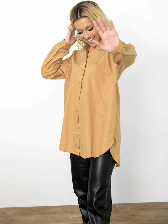 10251953 Women's Monochrome Long Sleeve Shirt Beige