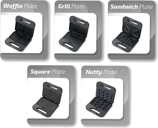 Zilan Sandwich Maker with Removable Plates for for 2 Sandwiches Sandwiches 800W Inox