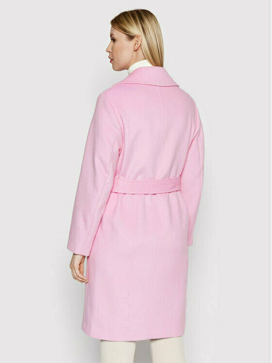 Tommy Hilfiger Γυναικείο Ροζ Παλτό με Ζώνη