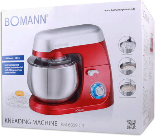 Bomann KM 6009 CB Mixer Planetar 1000W Cu Recipient Inox 5L Roșu