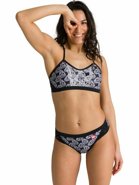 Sport Bikini Set Sports Bra & Slip Bottom Crazy Pop Skulls