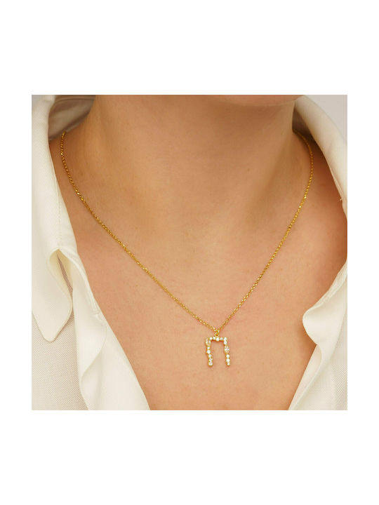 Excite-Fashion Elegant Essence Necklace Monogram from Gold Plated Silver with Zircon White P