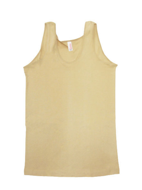 Namaldi Women's Sleeveless Cotton T-Shirt Beige