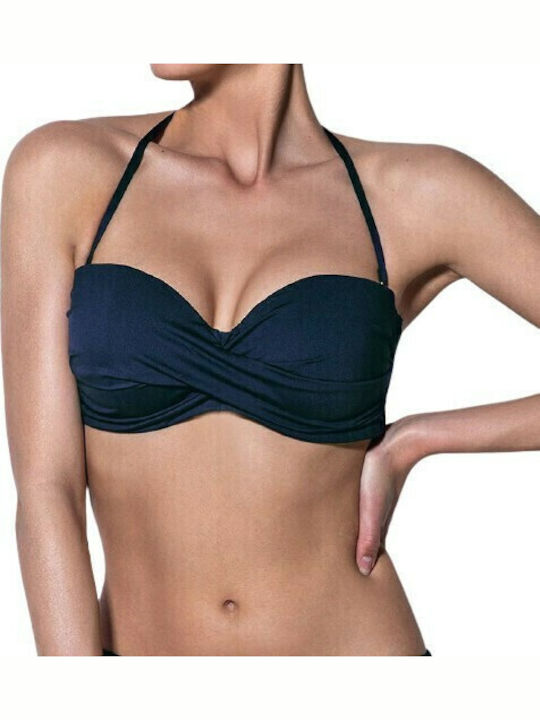 Trägerloses Bikinioberteil D Becher Marineblau