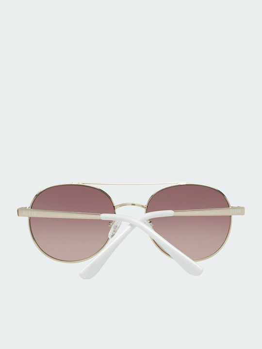 Guess Women's Sunglasses with White Metal Frame and Brown Gradient Lens GF0367 32T