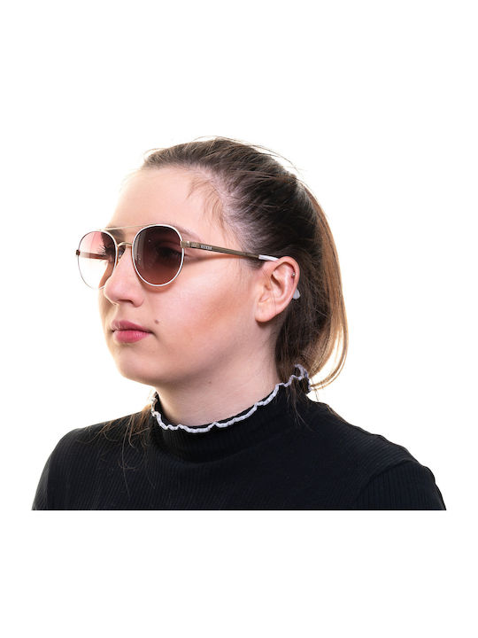 Guess Women's Sunglasses with White Metal Frame and Brown Gradient Lens GF0367 32T