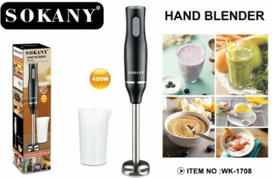 Sokany WK-1708 Ραβδομπλέντερ με Ανοξείδωτη Ράβδο 400W Μαύρο