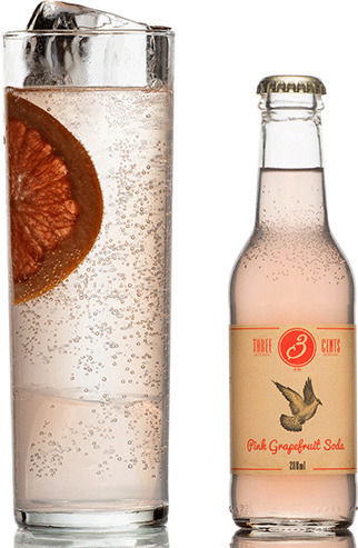 Three Cents Αναψυκτικό Pink Grapefruit με Ανθρακικό σε Φιάλη 200ml