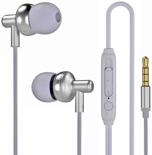 XO EP35 Metal In-ear Handsfree με Βύσμα 3.5mm Ασημί