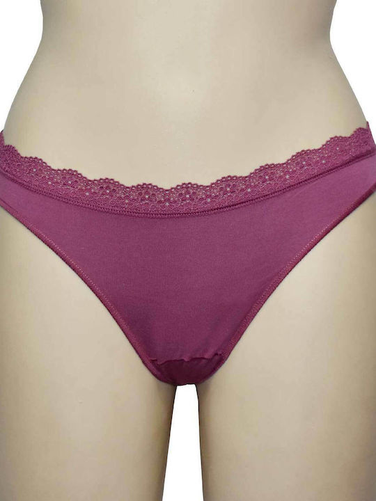 Γυναικεία Slip 2Pack με Δαντέλα Bordeaux/Petrol