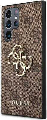 Guess 4G Big Metal Logo Umschlag Rückseite Kunststoff Braun (Galaxy S22 Ultra 5G) GUHCS22L4GMGBR