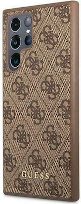 Guess 4G Metal Gold Logo Plastic Back Cover Brown (Galaxy S22 Ultra 5G)